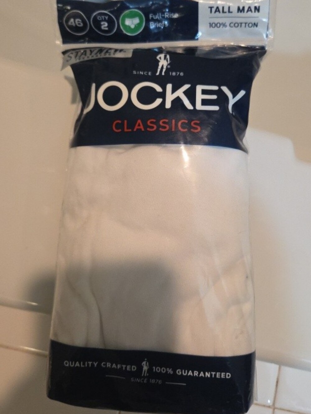 New 2 Pack Jockey Classic Tall Man Briefs Cotton White Underwear Sz 46